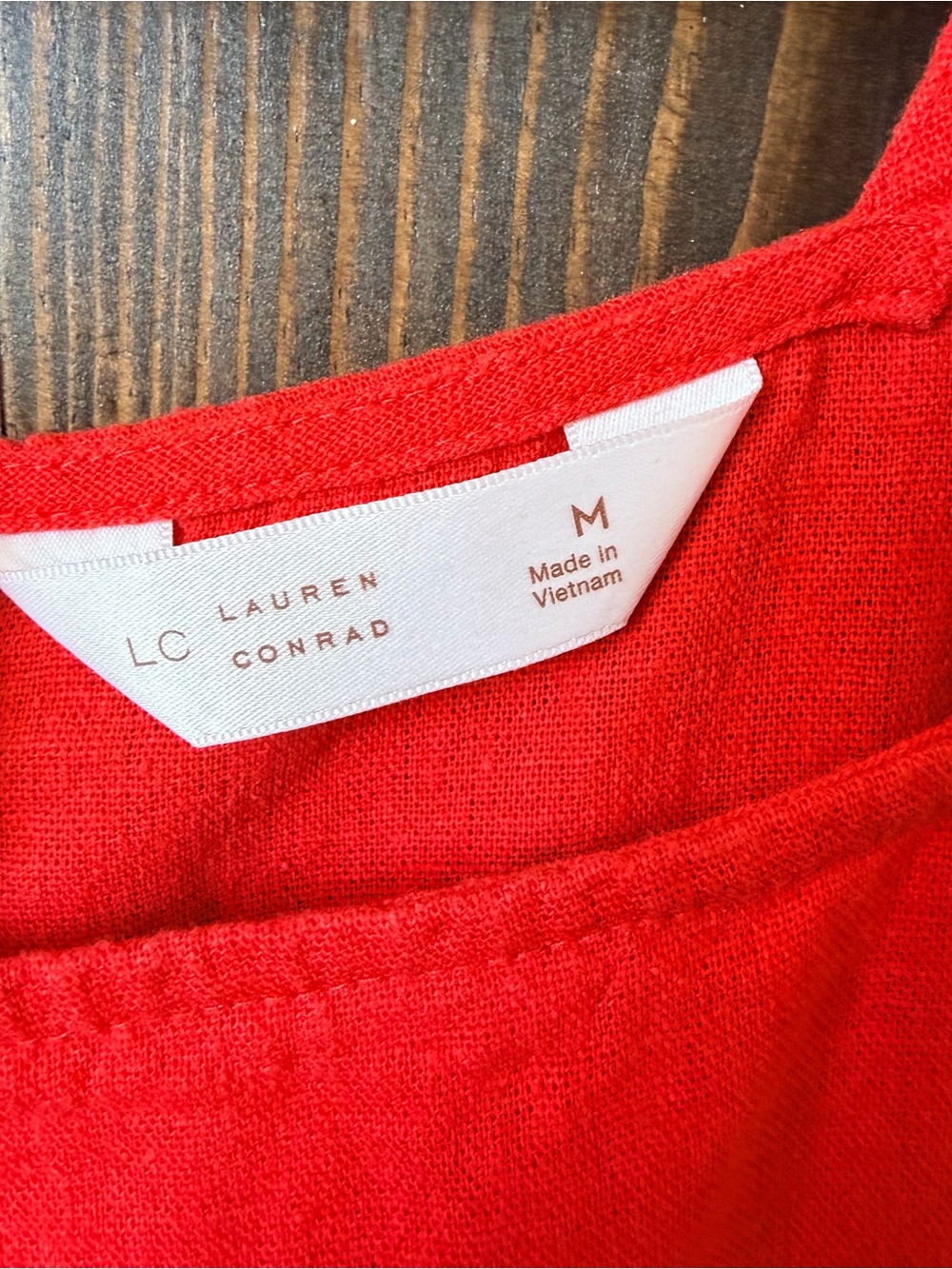 LC Lauren Conrad Bright Red Square-Neck Linen-Blend Tank - Picture 2 of 3